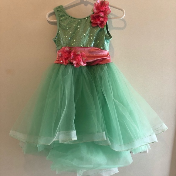 Dance Halloween Costume Mint Green and Pink Girls Size X-Small - Picture 3 of 8